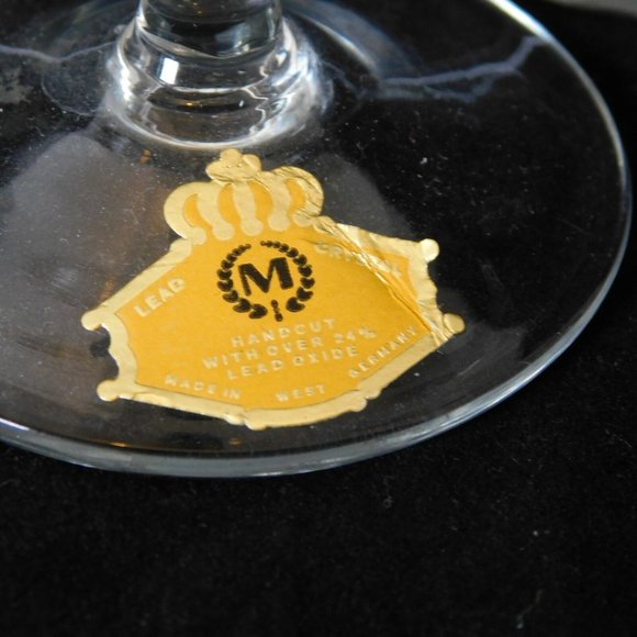 Crystal Cordial Sherry Apertif Stemmed Glasses Stained Glass Look Leaf Motif Set - Picture 5 of 8